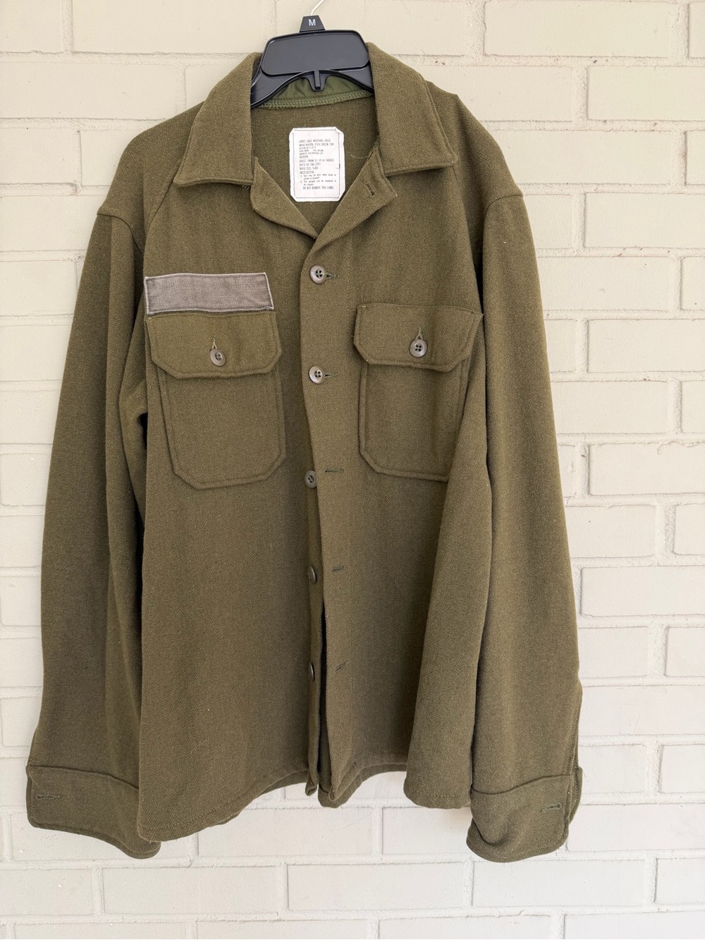 Vintage U.S. Army OG-108 cold-weather wool field shirt in Olive Green